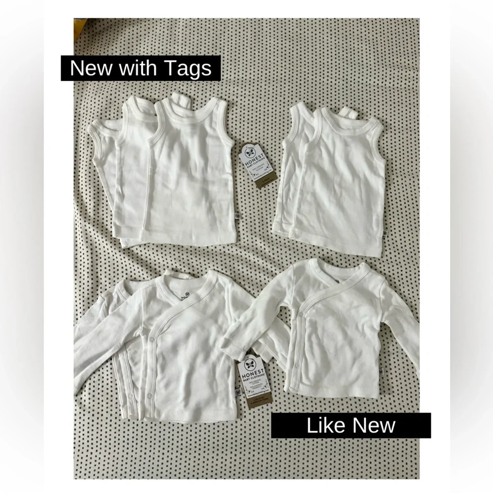 NWT! HonestBaby Organic Cotton Kimono Tops & Sleeveless Muscle T-Shirts Newborn - Picture 2 of 3